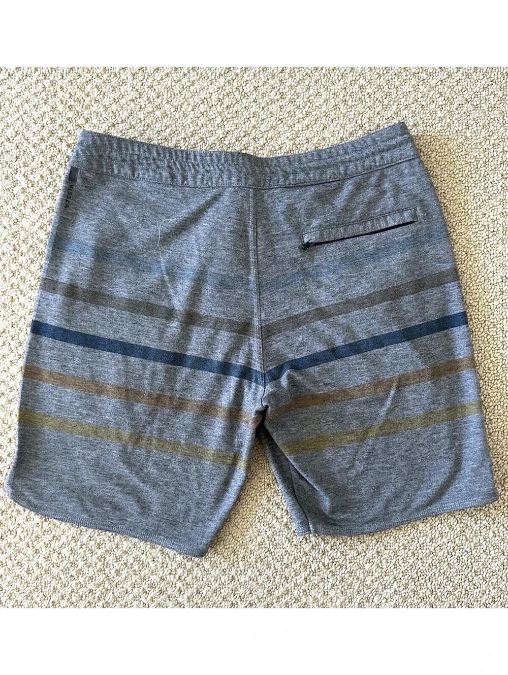 VISSLA  Boardshorts - Cool Gray  - Medium With Multi Color strips Nice